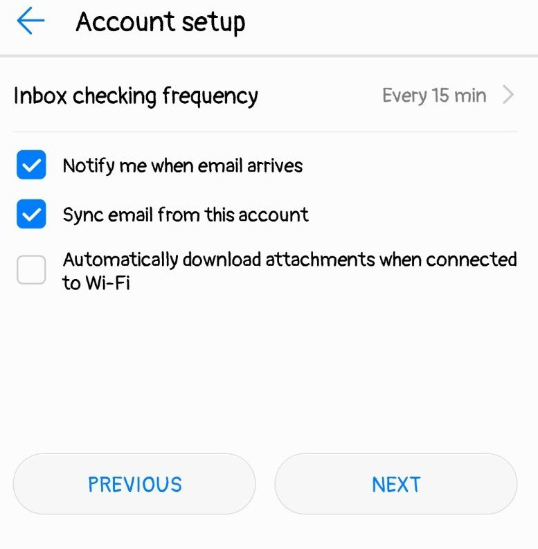Configuring Android Email Client on Huawei phone