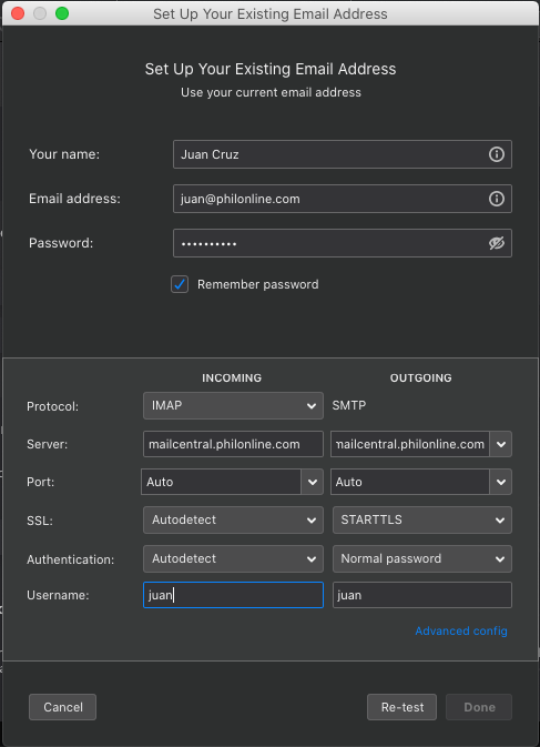 Configuring Thunderbird on macOS