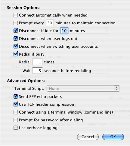 Make New Connection Window - Properties