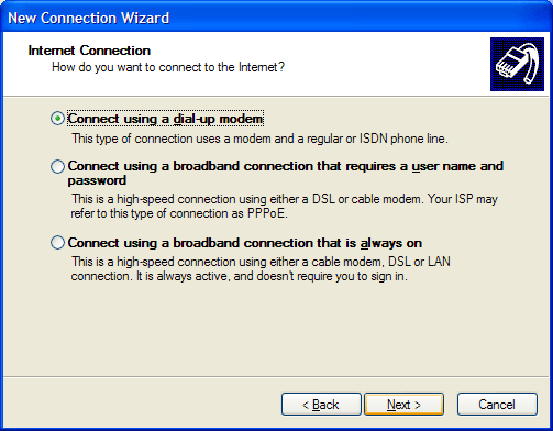 Make New Connection Window - Properties