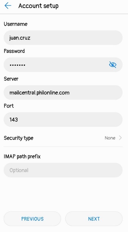 Configuring Android Email Client on Huawei phone